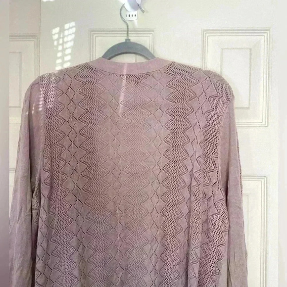 Lety & Me dusty Rose Pink crochet eyelets light weight open cardigan Size 2X - Picture 5 of 8